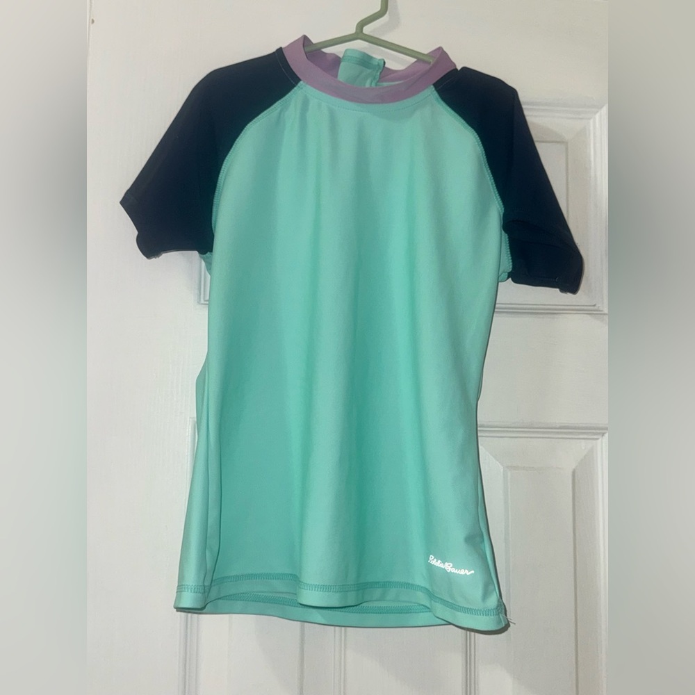 Eddie Bauer Girls 10/12 Short Sleeve Rash Guard Swim Shirt